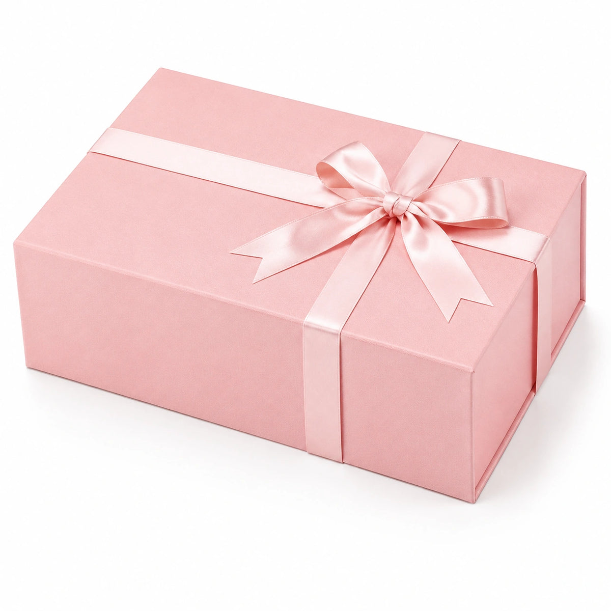 Boîte cadeau 30 x 20 x 10 cm en carton rose avec ruban en satin - style élégant