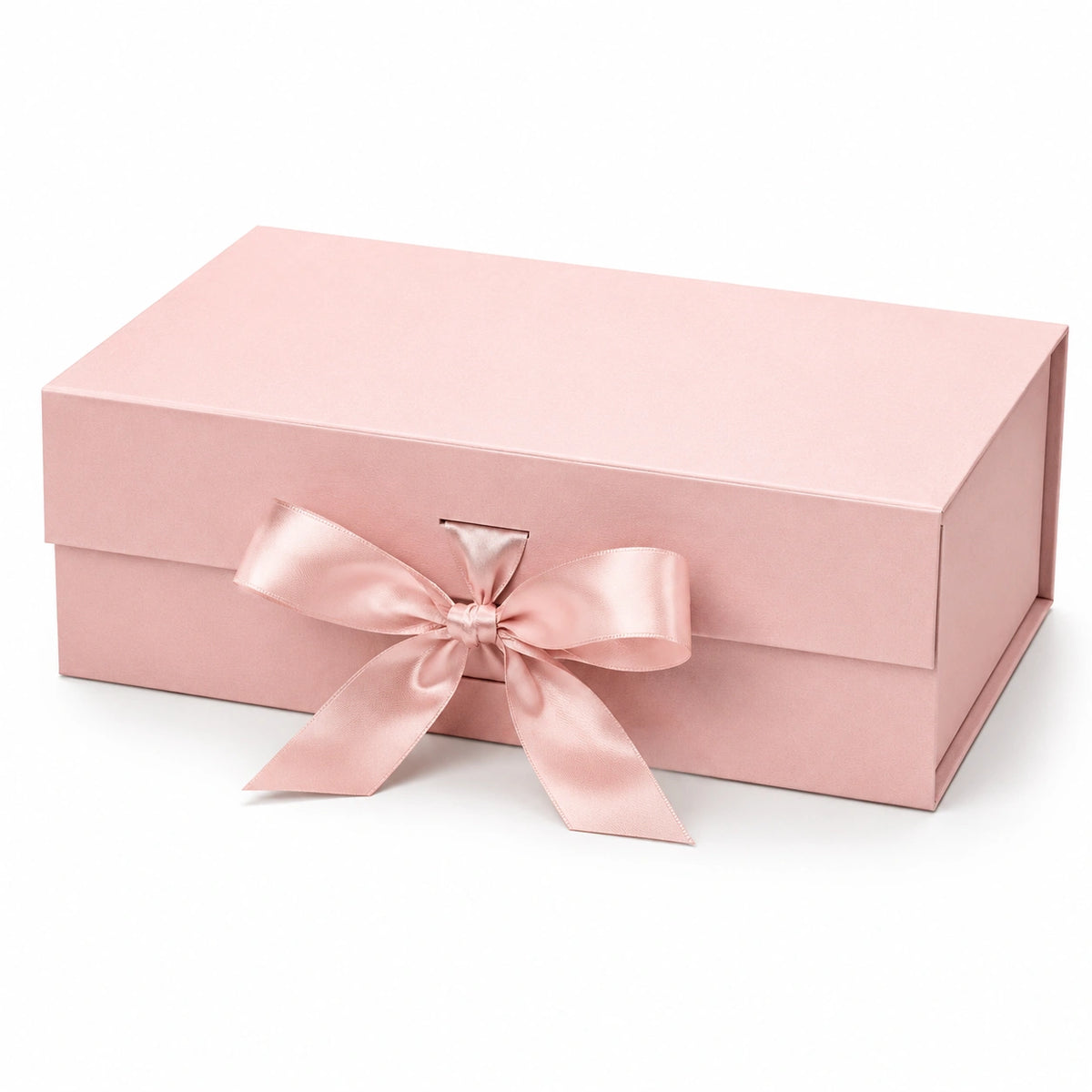 Boîte cadeau 30 x 22 x 10 cm en carton rose avec ruban satiné - rangement et présentation