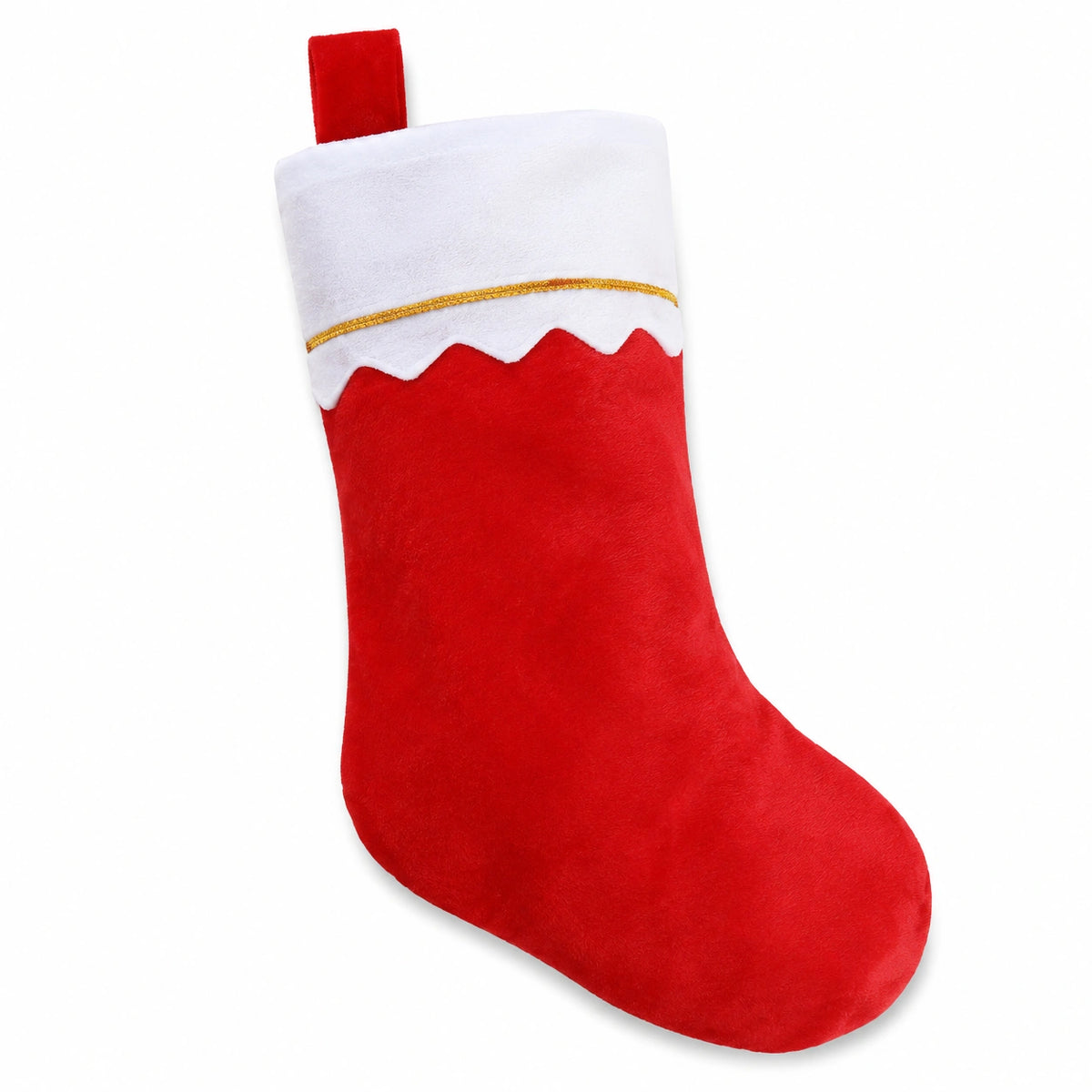 Chaussette de Noël en tissu rouge et blanc à suspendre style festif