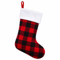 Chaussette de Noël taille unique en tissu rouge noir et blanc à carreaux avec boucle de suspension