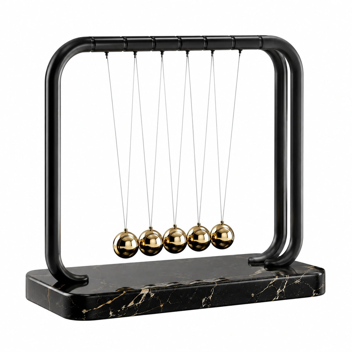 Pendule de Newton 30 x 10 x 26 cm métal noir et doré décoratif de bureau