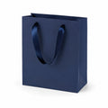 Sac cadeau 26 x 12 x 35 cm en papier bleu marine à poignées ruban pour emballage élégant